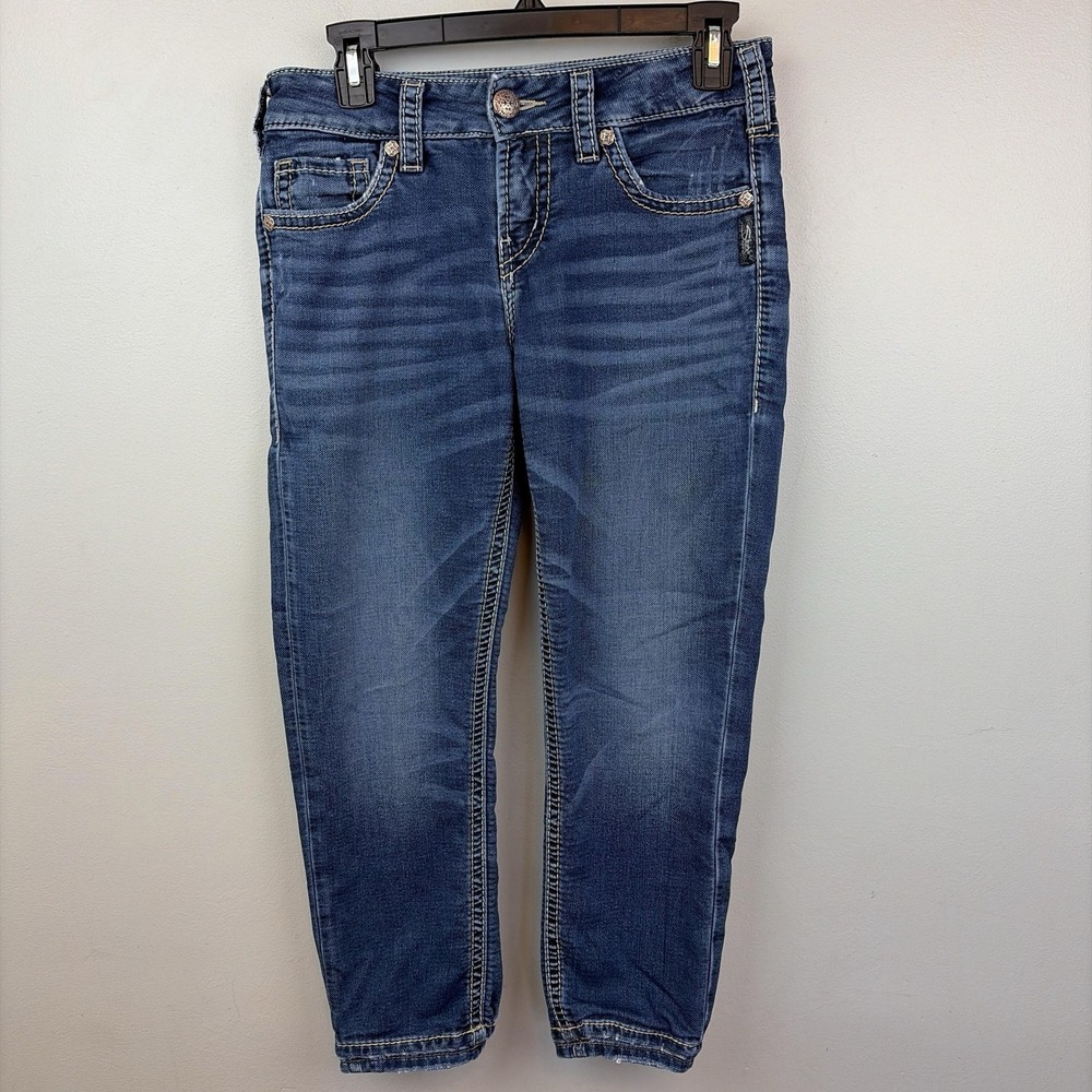 Silver Jeans Co Suki Mid Capri Jeans Womens W28/L24 Medium Wash Blue Stretch